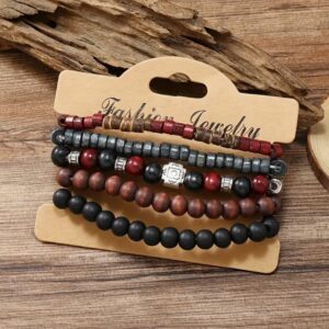 5ks unisex náramků z kokosového dřeva