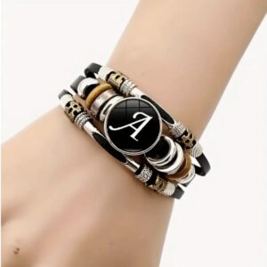 Unisex náramek z umělé kůže s písmenem