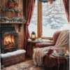 Diamantové malování Zátiší s krbem