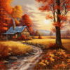 Diamantové malování Podzimní chaloupka