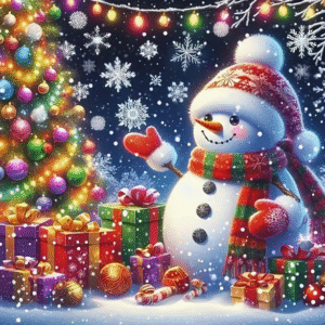 Diamantové malování Sněhuláci