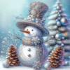 Diamantové malování Stříbrný sněhulák