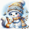 Diamantové malování Sněhulák s veverkou