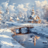 Diamantové malování Zasněžená krajina