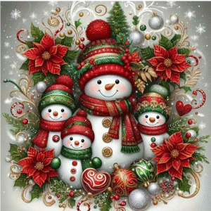 Diamantové malování Sněhuláci