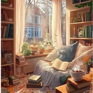 Diamantové malování Zátiší s knihami